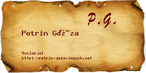 Petrin Géza névjegykártya