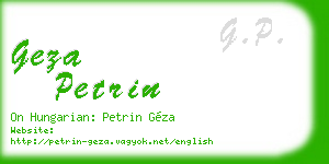 geza petrin business card